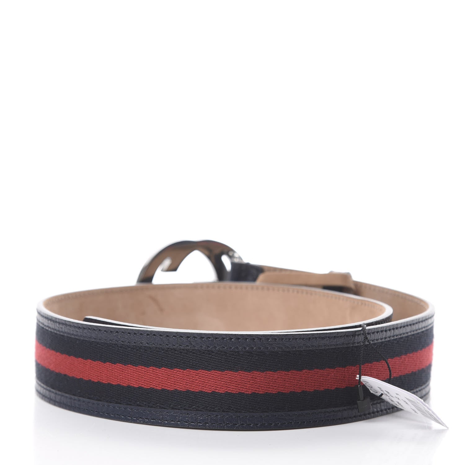 Gucci Calfskin Web Interlocking G Belt 75 30 Navy 2 of 5