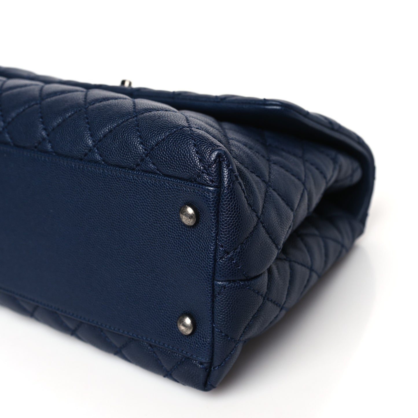 Caviar Quilted Medium Coco Handle Flap Navy Blue