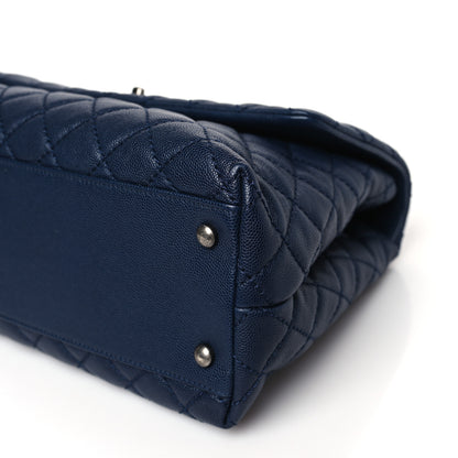 Chanel Caviar Quilted Medium Coco Handle Flap Navy Blue 9 of 9