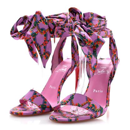 Christian Louboutin Crepe Satin Naja Chain Sandale Du Desert 100 Ankle Wrap Sandals 39.5 Gummy 4 of 10