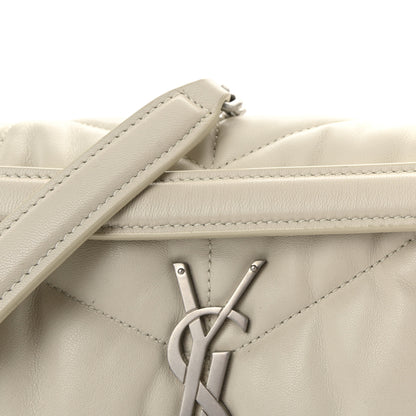Saint Laurent Lambskin Quilted Small Loulou Puffer Monogram Chain Satchel Blanc Vintage 7 of 9