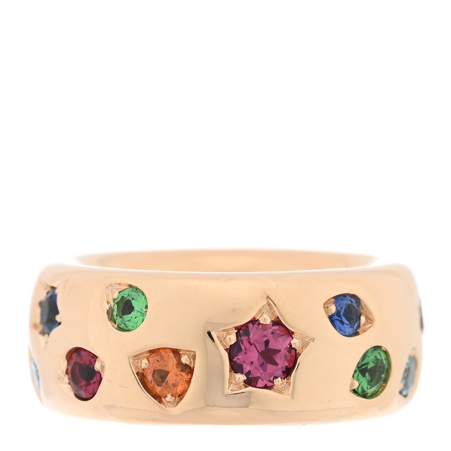 18K Rose Gold Medium Multi Gemstone Iconica Band Ring 51 5.75