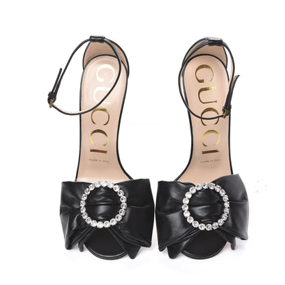 Gucci Nappa Ilse Pleated Bow Sandals 36 Black 6 of 9