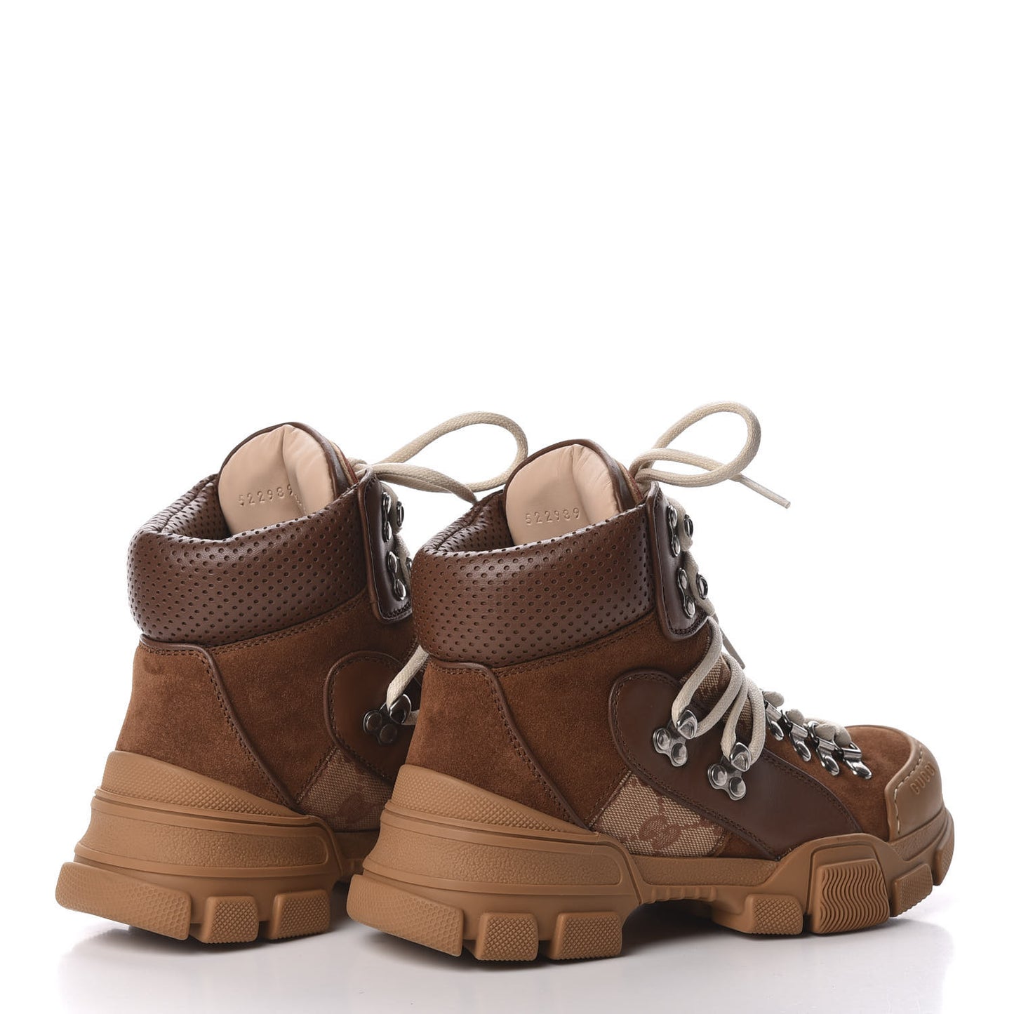 X SEGA Suede Calfskin GG Monogram Womens Flashtrek High-Top Sneakers 35.5 New Cuir Beige Ruggine