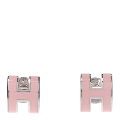 Hermes Palladium Lacquered Mini Pop H Earrings Rose Dragee 1 of 5