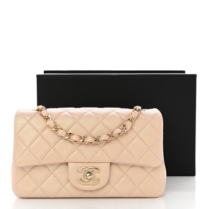 Chanel Iridescent Lambskin Quilted Mini Rectangular Flap Beige 11 of 11