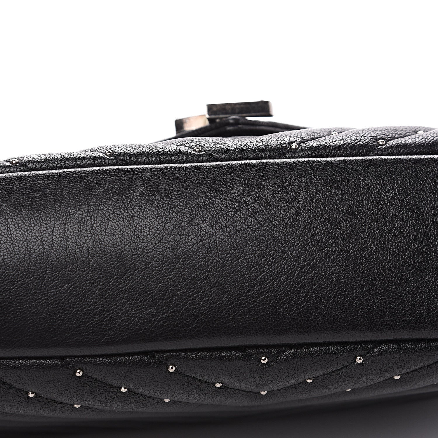Saint Laurent Lambskin Matelasse Chevron Studded Monogram Medium College Bag Black 11 of 14