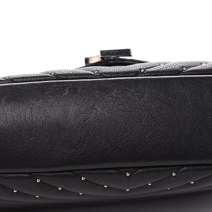Saint Laurent Lambskin Matelasse Chevron Studded Monogram Medium College Bag Black 11 of 14
