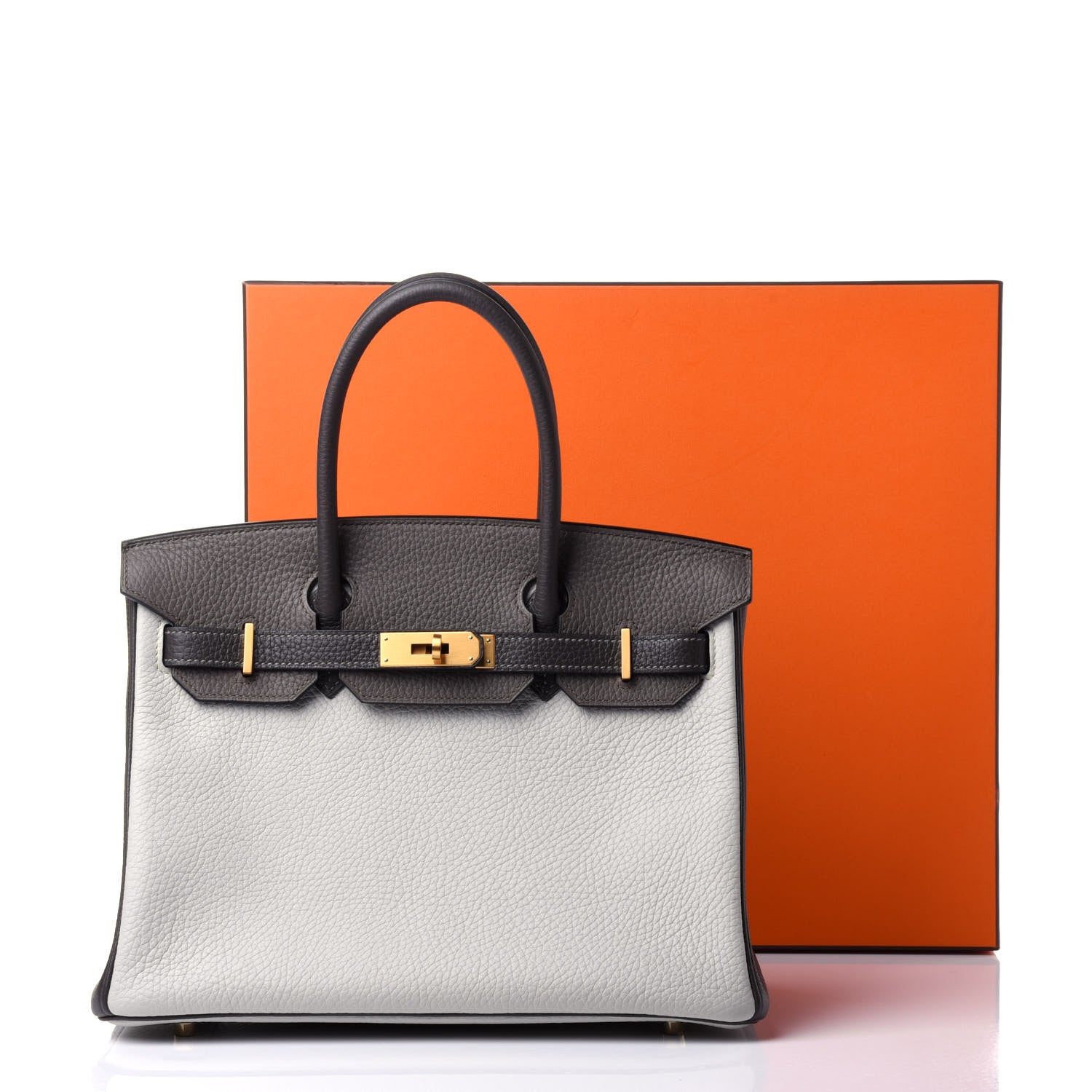 Hermes Taurillon Clemence Horseshoe Birkin 30 Gris Perle Etain Graphite 9 of 9