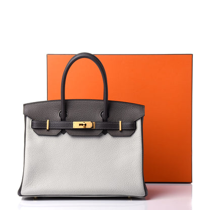 Hermes Taurillon Clemence Horseshoe Birkin 30 Gris Perle Etain Graphite 9 of 9
