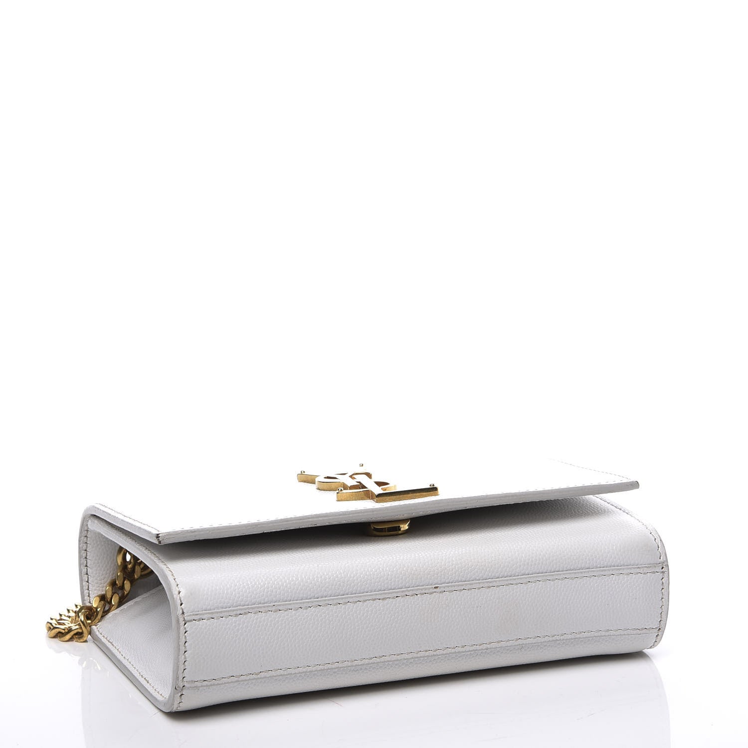 Saint Laurent Grain De Poudre Small Monogram Kate Satchel Optical White 3 of 9