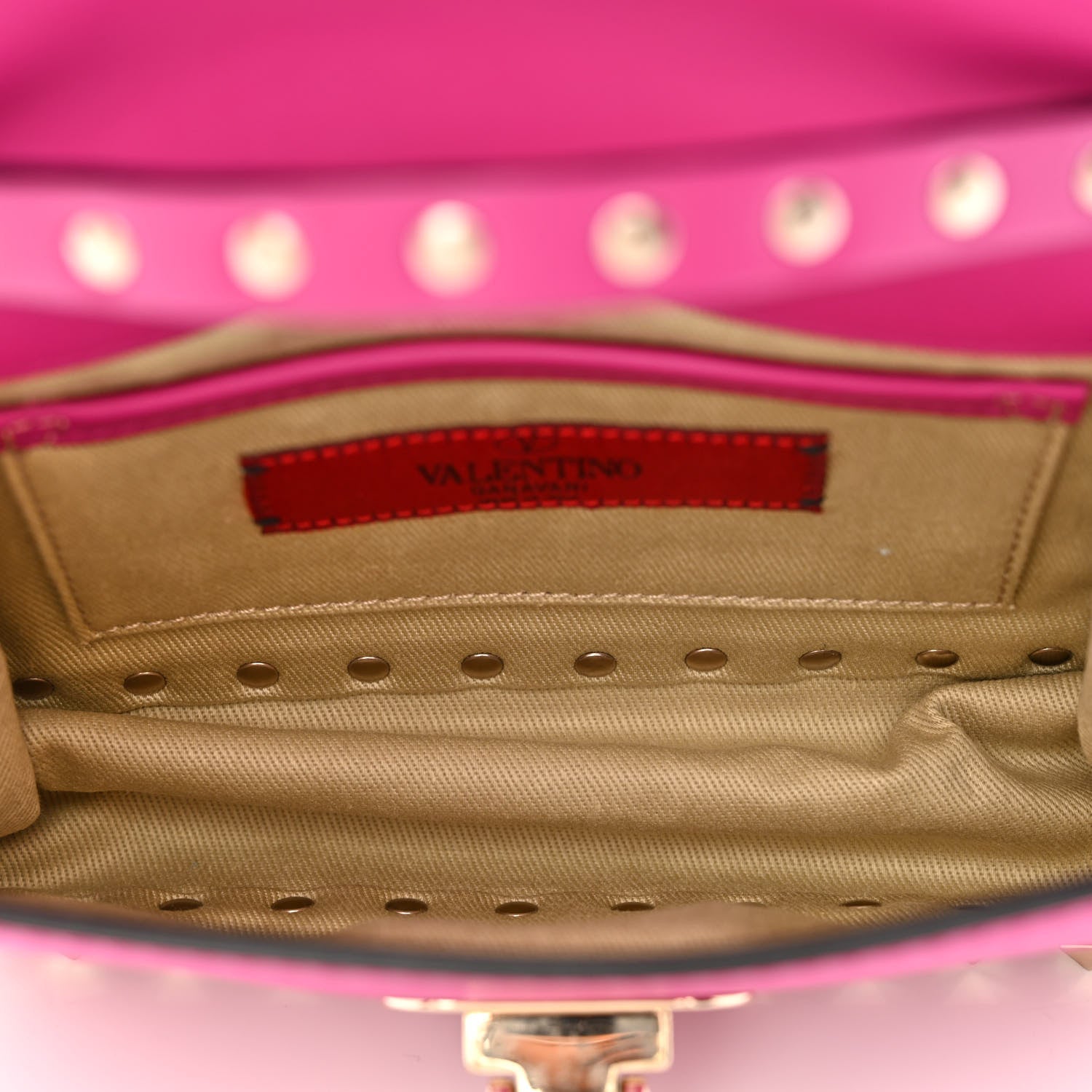 Valentino Garavani Vitello Mini Rockstud Flap Saddle Crossbody Bag Fuxia 5 of 12