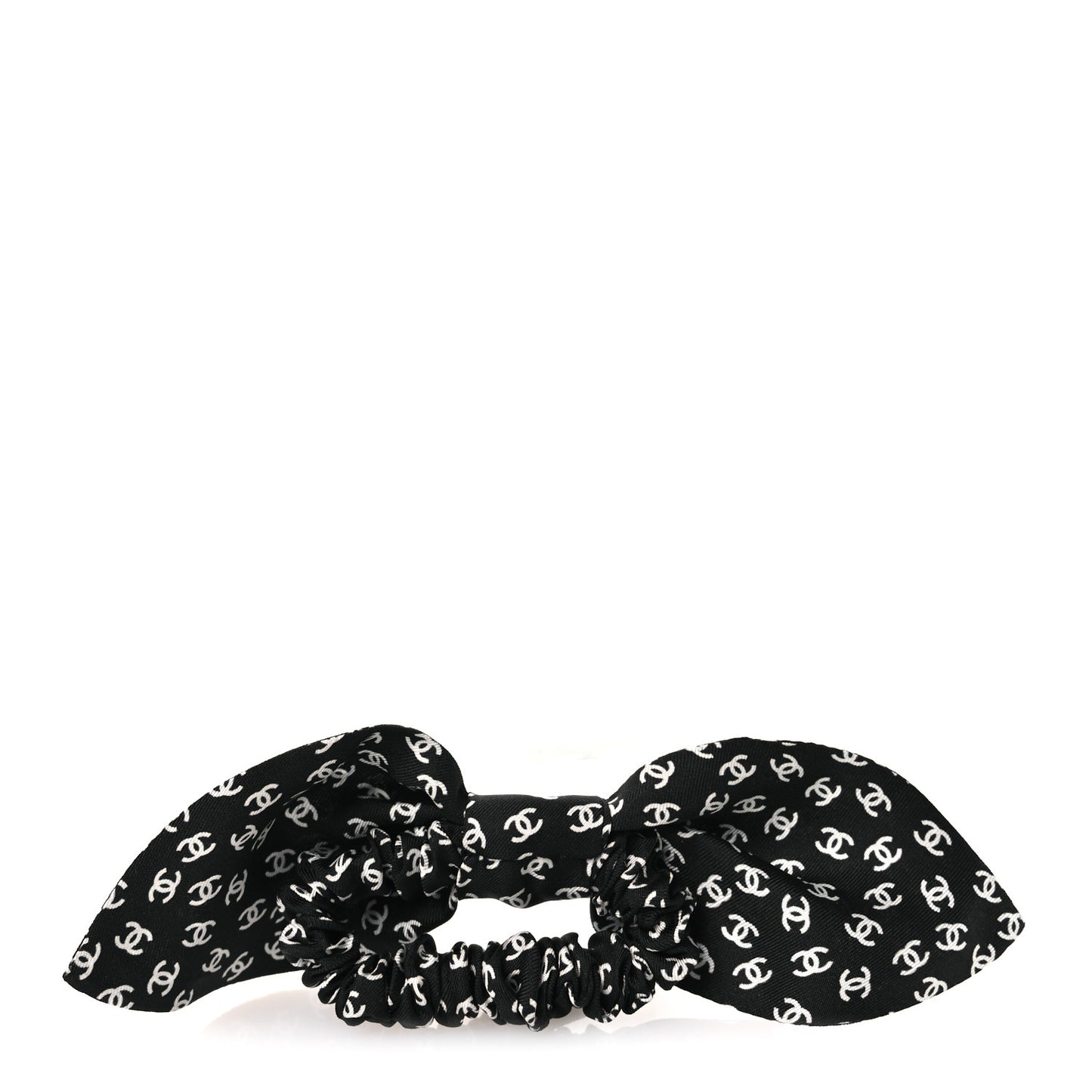 Silk Twill CC Scarf Hair Tie Black Ecru