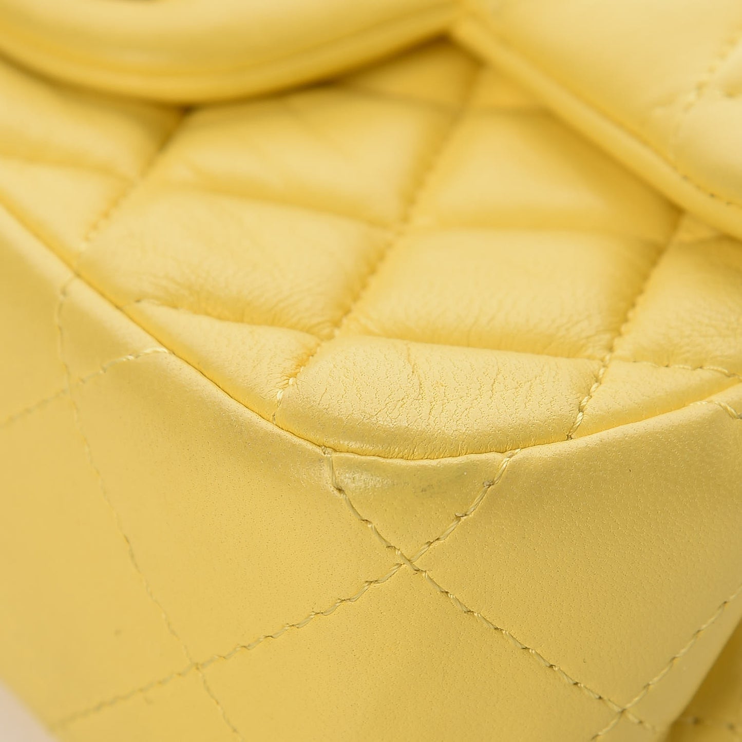 Lambskin Quilted Extra Mini Rectangular Flap Yellow