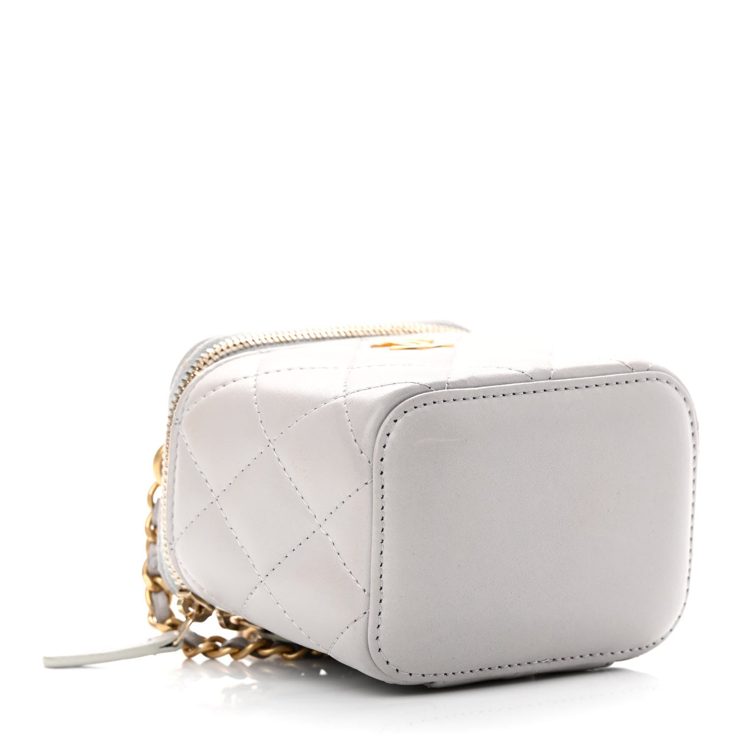 Chanel Lambskin Quilted Top Handle Mini Vanity Case With Chain Grey 4 of 16