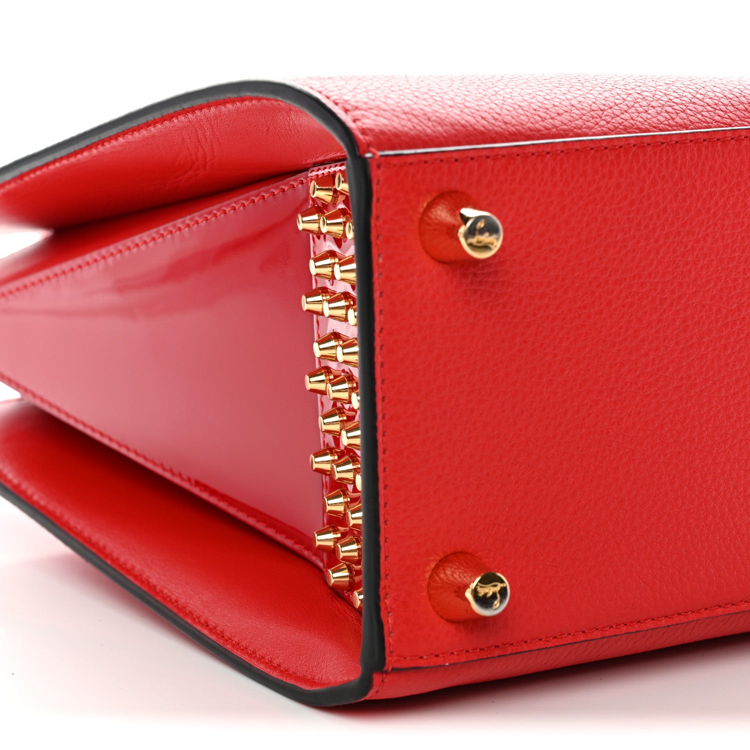 Christian Louboutin Calfskin Patent Studded Small Paloma Red 9 of 11