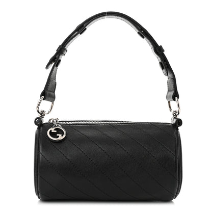 Gucci Sakai Be Green Calfskin Diagonal Stitched Mini Blondie Barrel Shoulder Bag Black 1 of 9