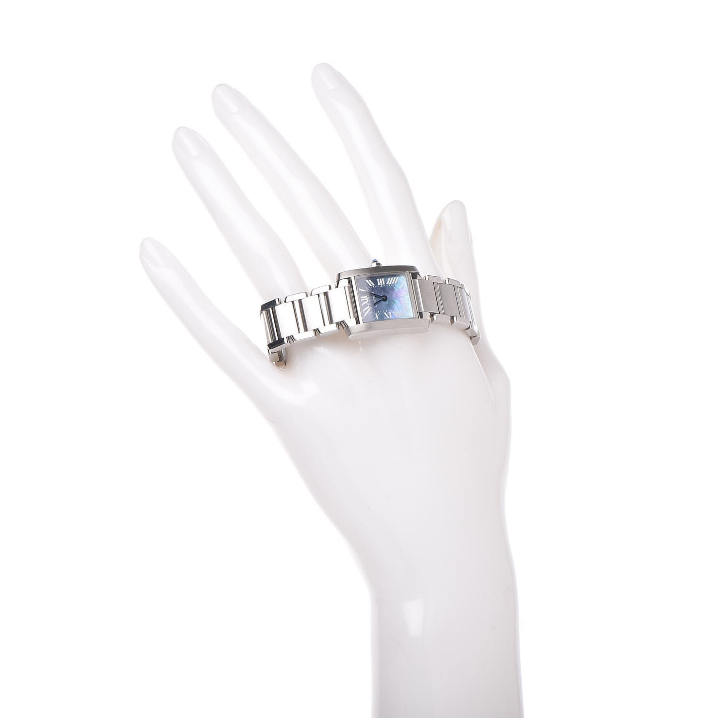Stainless Steel Blue Mother of Pearl 20mm Tank Francaise Quartz Watch