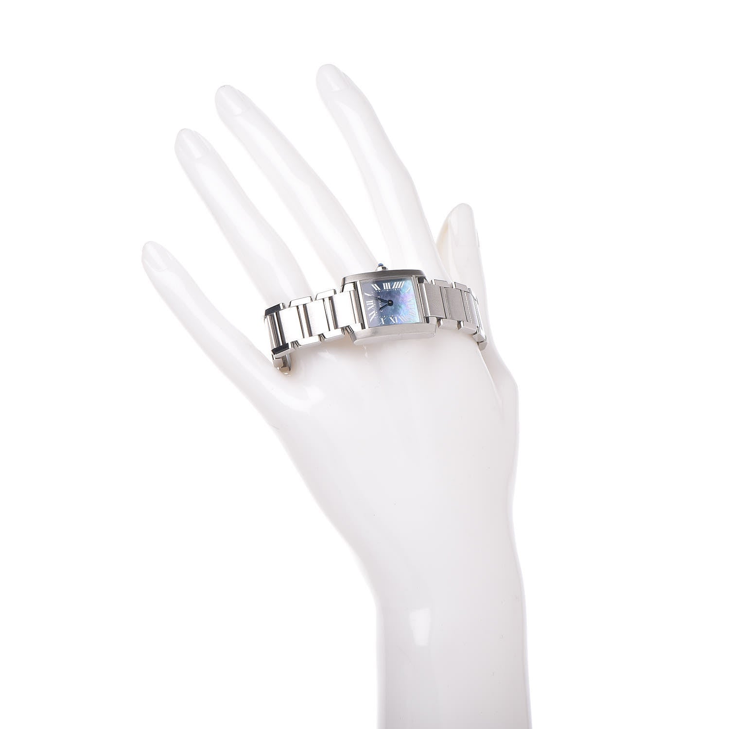 Cartier Stainless Steel Blue Mother of Pearl 20mm Tank Francaise Quartz Watch 2 of 8