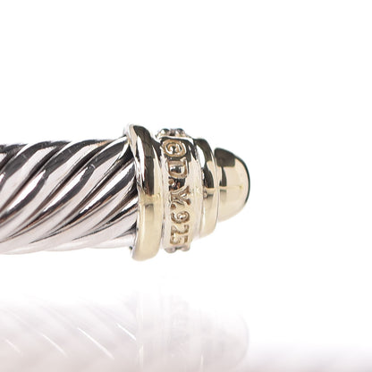 David Yurman Sterling Silver 18K Yellow Gold Pave Diamond 5mm Cable Classics Bracelet 4 of 5