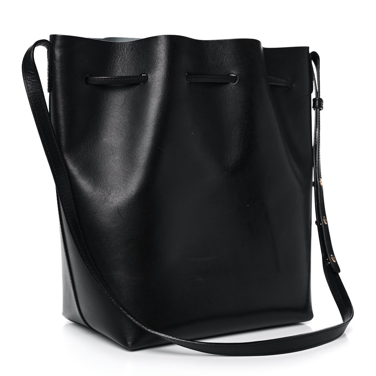 Vegetable Tanned Calfskin Bucket Bag Black Marina