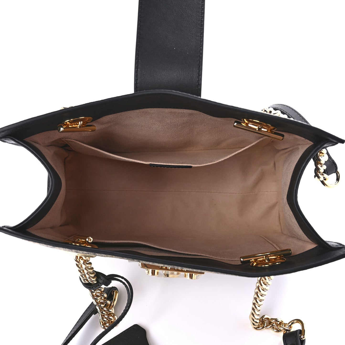 GG Supreme Monogram Bees Small Padlock Tote Beige Oro Black