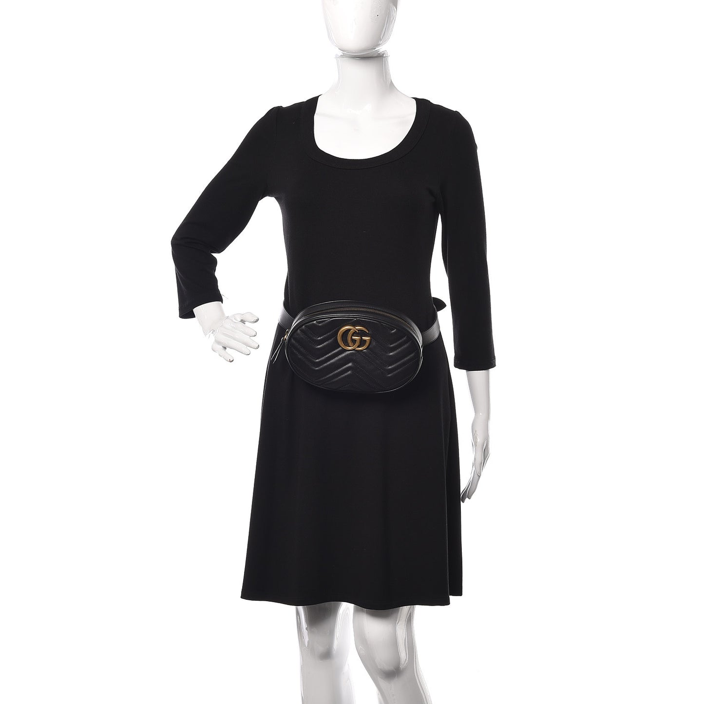Calfskin Matelasse GG Marmont Belt Bag 85 34 Black