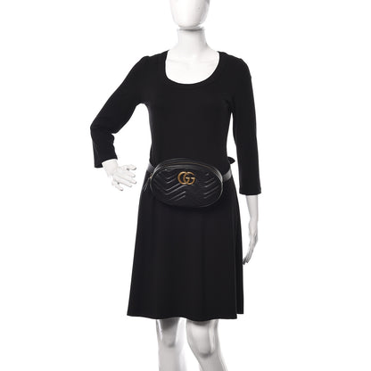 Gucci Calfskin Matelasse GG Marmont Belt Bag 85 34 Black 2 of 10