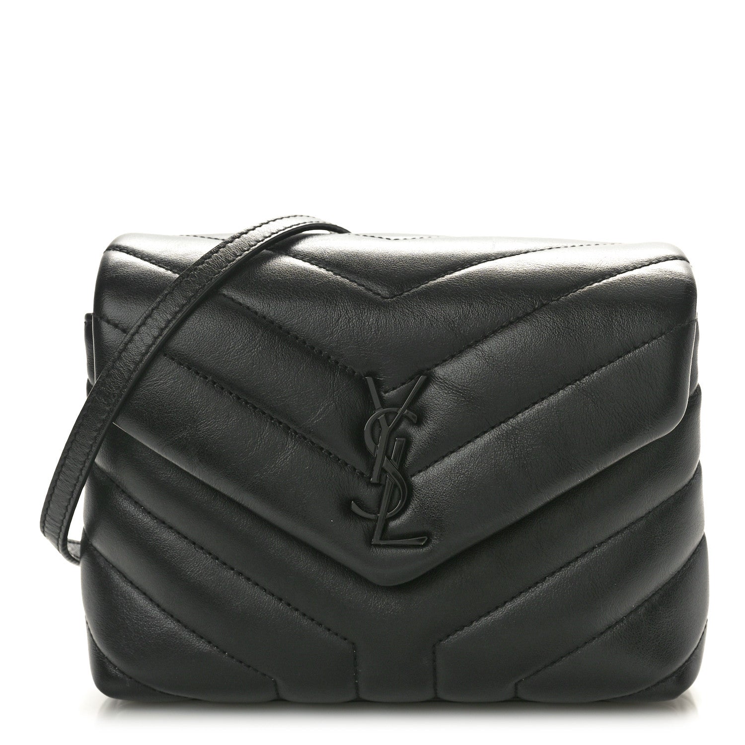 Saint Laurent Calfskin Y Quilted Monogram Monochrome Toy Loulou Crossbody Bag Black 1 of 10