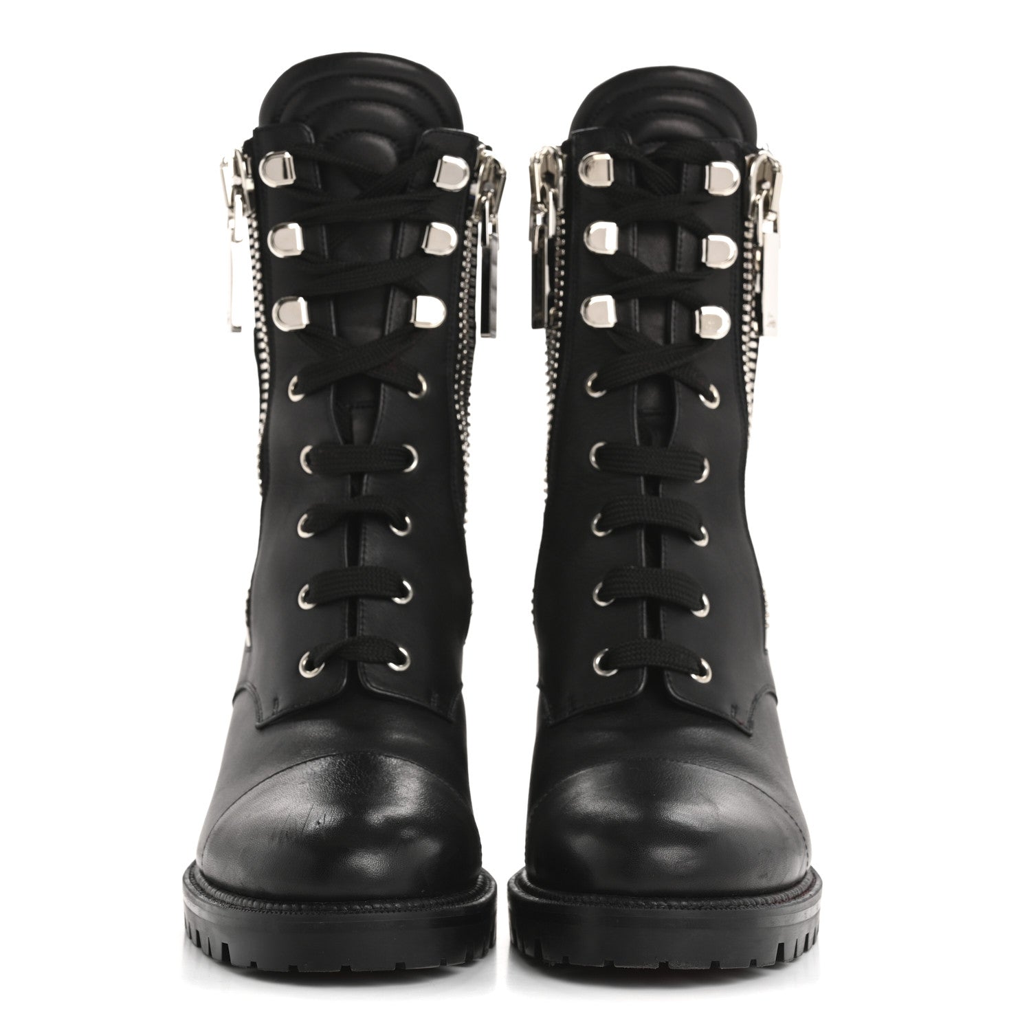 Christian Louboutin En Hiver Mixed Dual-Zip Booties 39 Black 3 of 13