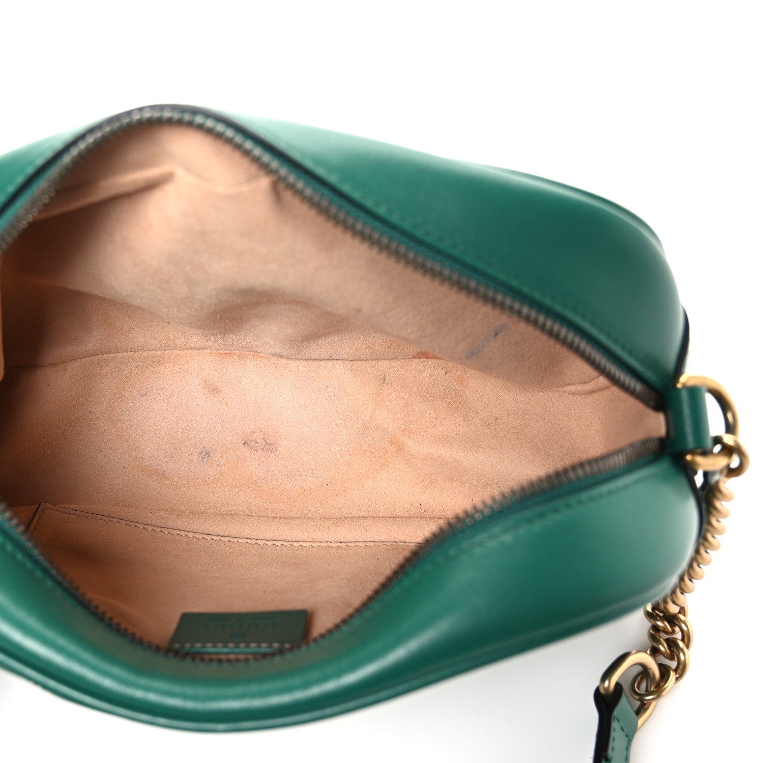 Gucci Calfskin Matelasse Small GG Marmont Chain Shoulder Bag Emerald Green 5 of 11