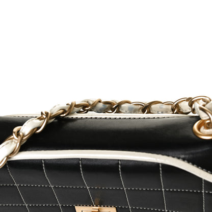 Chanel Caviar Square Stitched Small Flap Black White 11 of 19