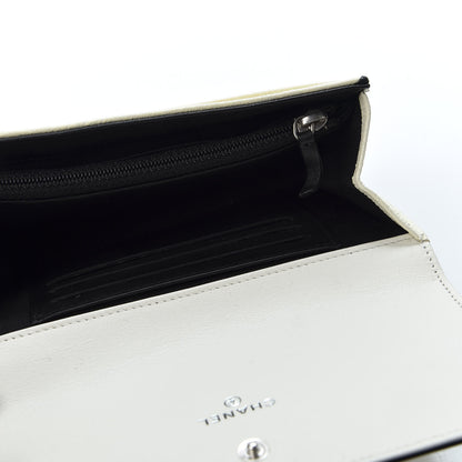 Chanel Calfskin Diamond Stitched Long Flap Wallet Ivory 4 of 10