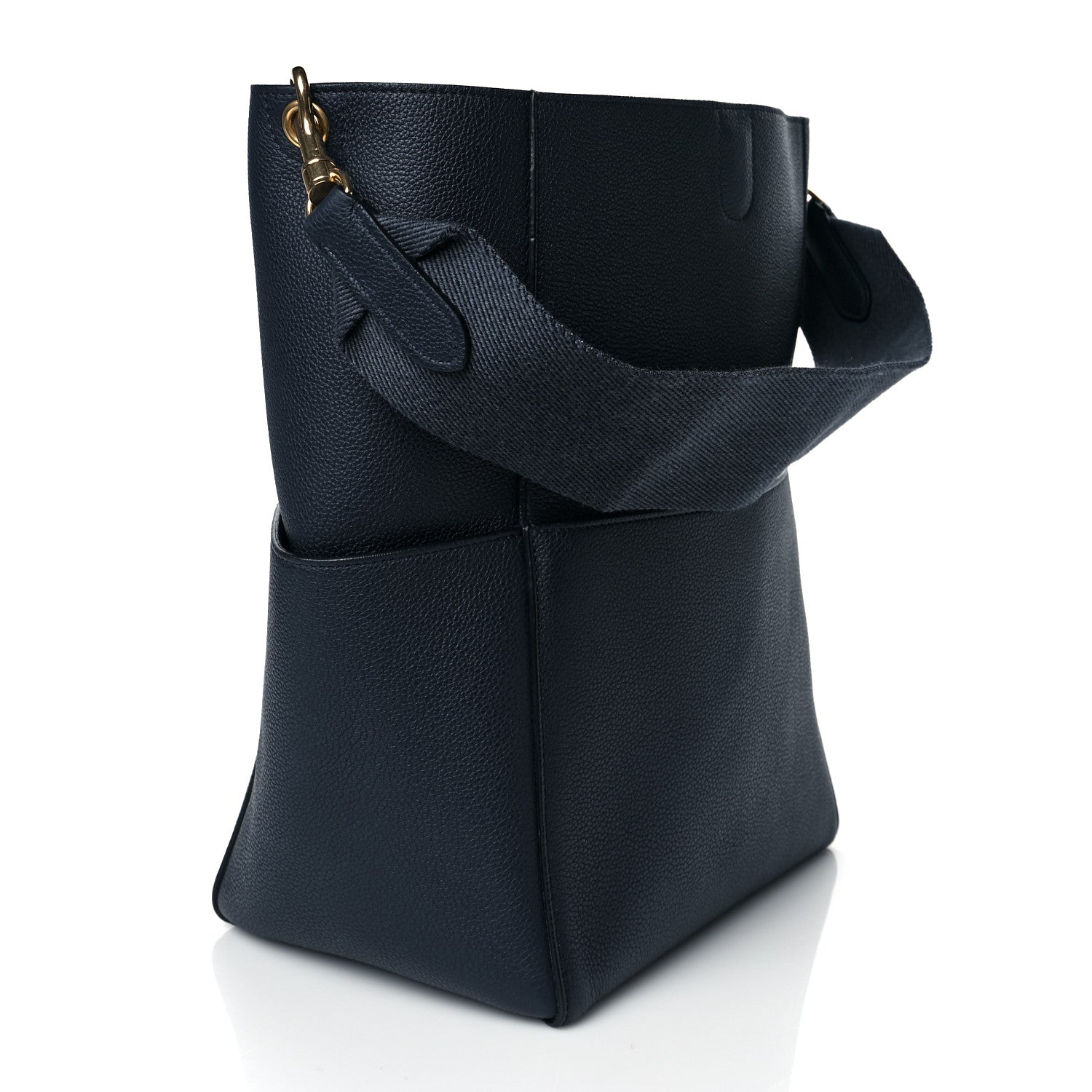 Celine Soft Grained Calfskin Sangle Bucket Bag Navy Blue 2 of 8