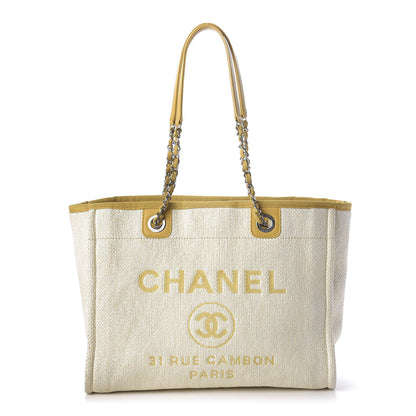 Chanel Woven Straw Raffia Small Deauville Tote Yellow 1 of 10