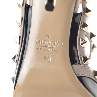 Valentino Garavani Patent Nappa Rockstud Ankle Strap 100mm Pumps 38 Black Poudre 7 of 9