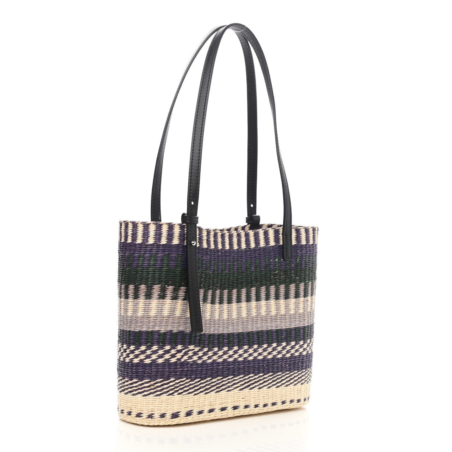 Loewe Textile Calfskin Small Square Basket Tote Bag Black Multicolor 3 of 11
