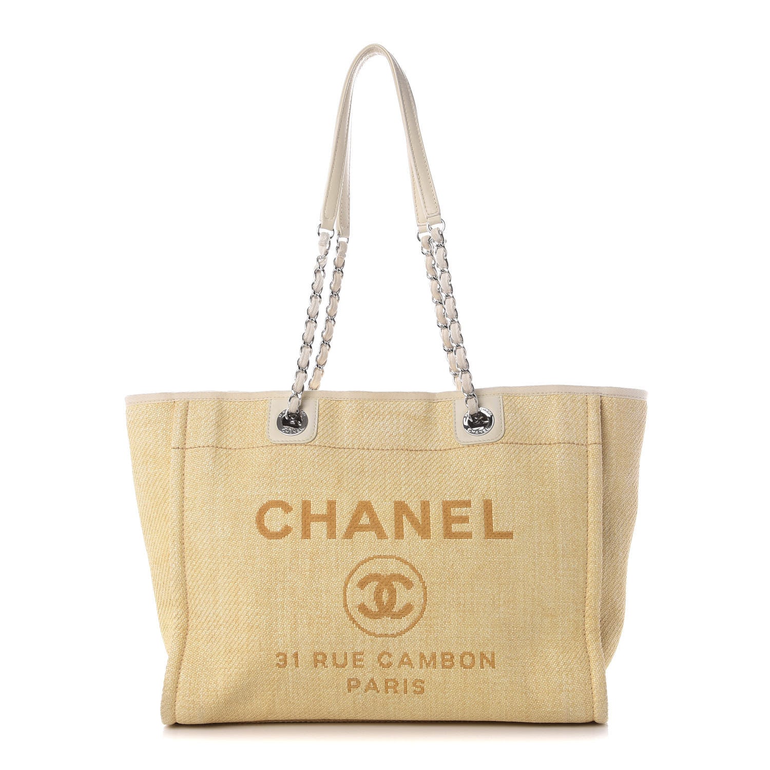 Chanel Canvas Small Deauville Tote Light Yellow 1 of 9
