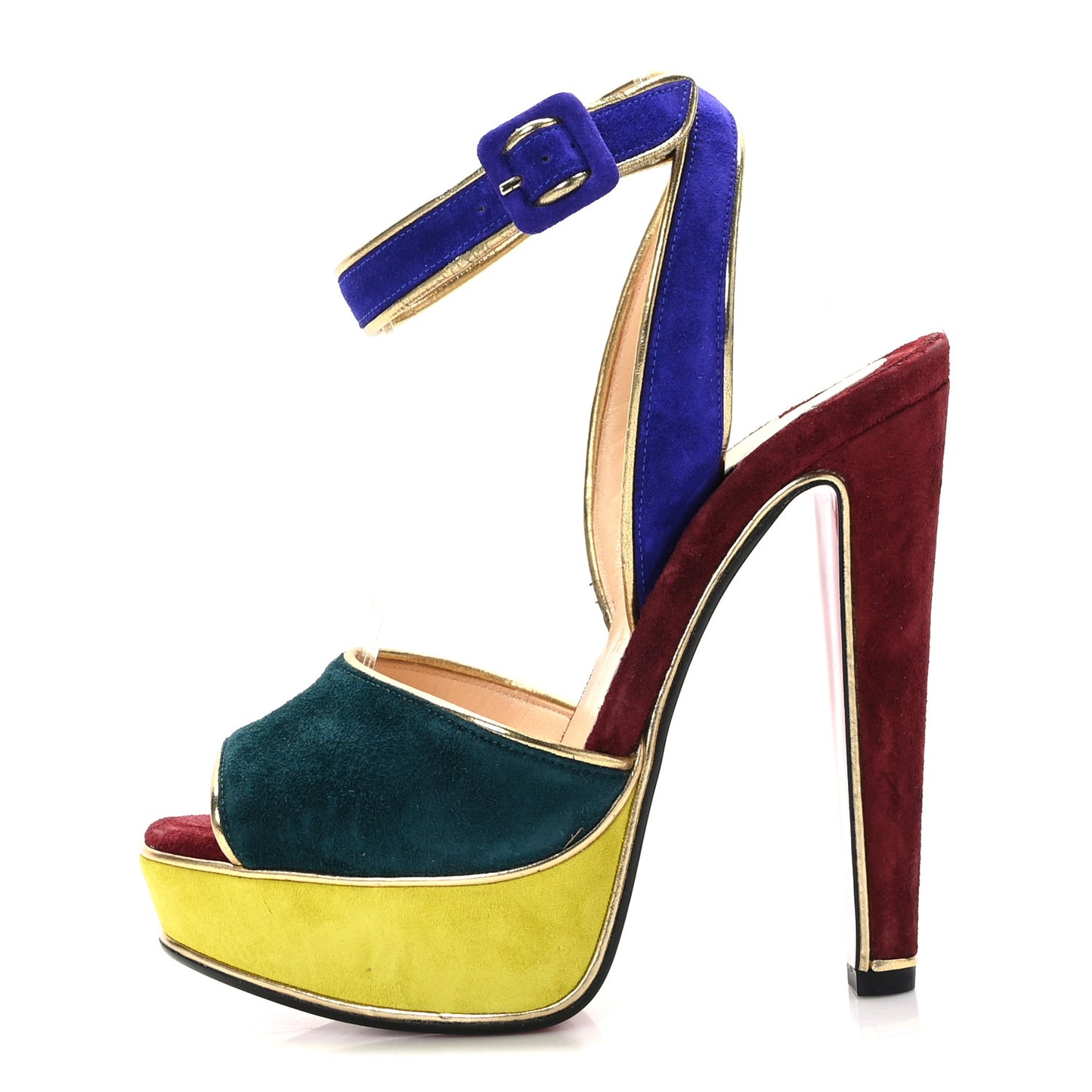 Veau Velours Plaform Sandals 35.5 Gold Multicolor