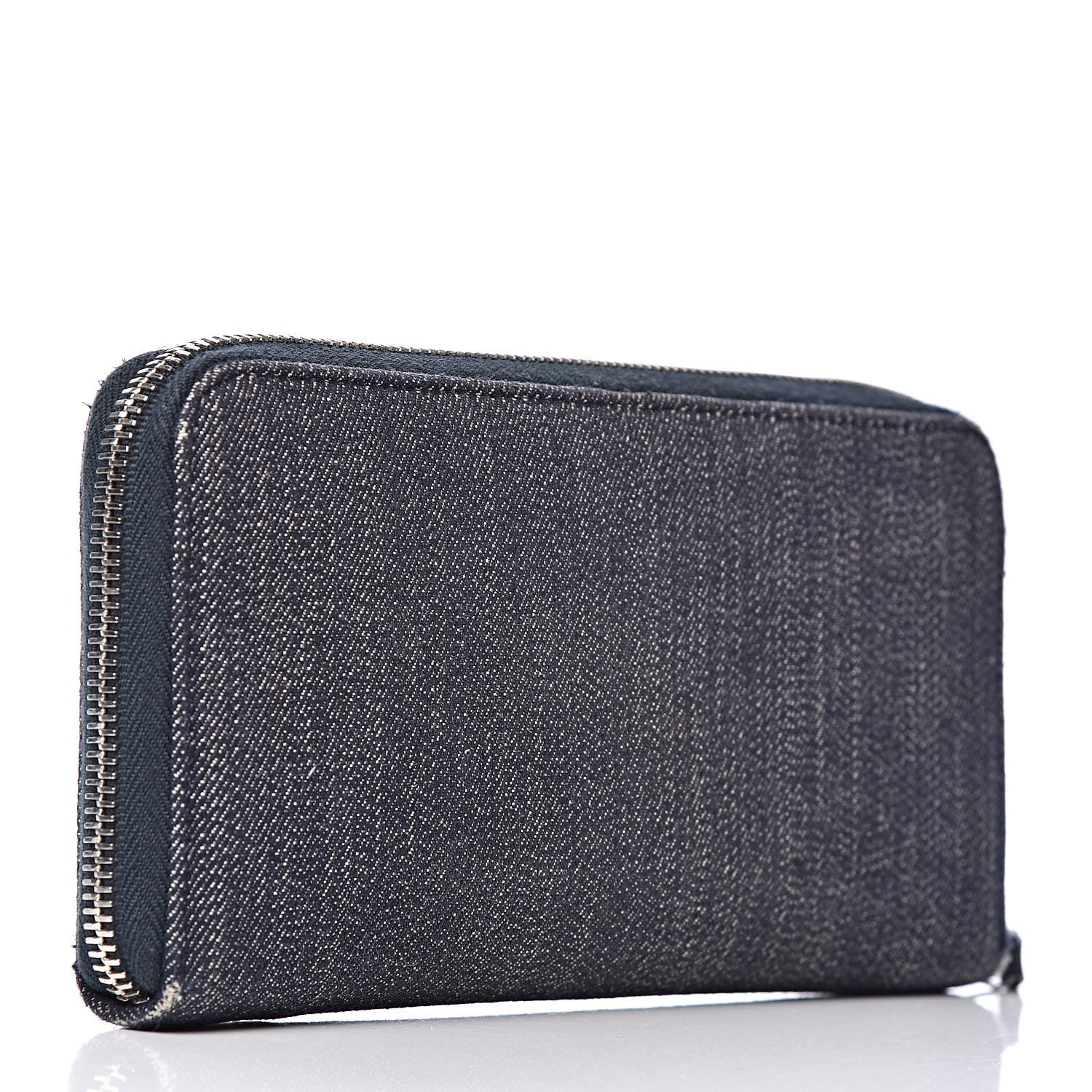 Chanel Denim Deauville Zip Around Wallet Dark Blue 3 of 14