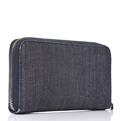 Chanel Denim Deauville Zip Around Wallet Dark Blue 3 of 14