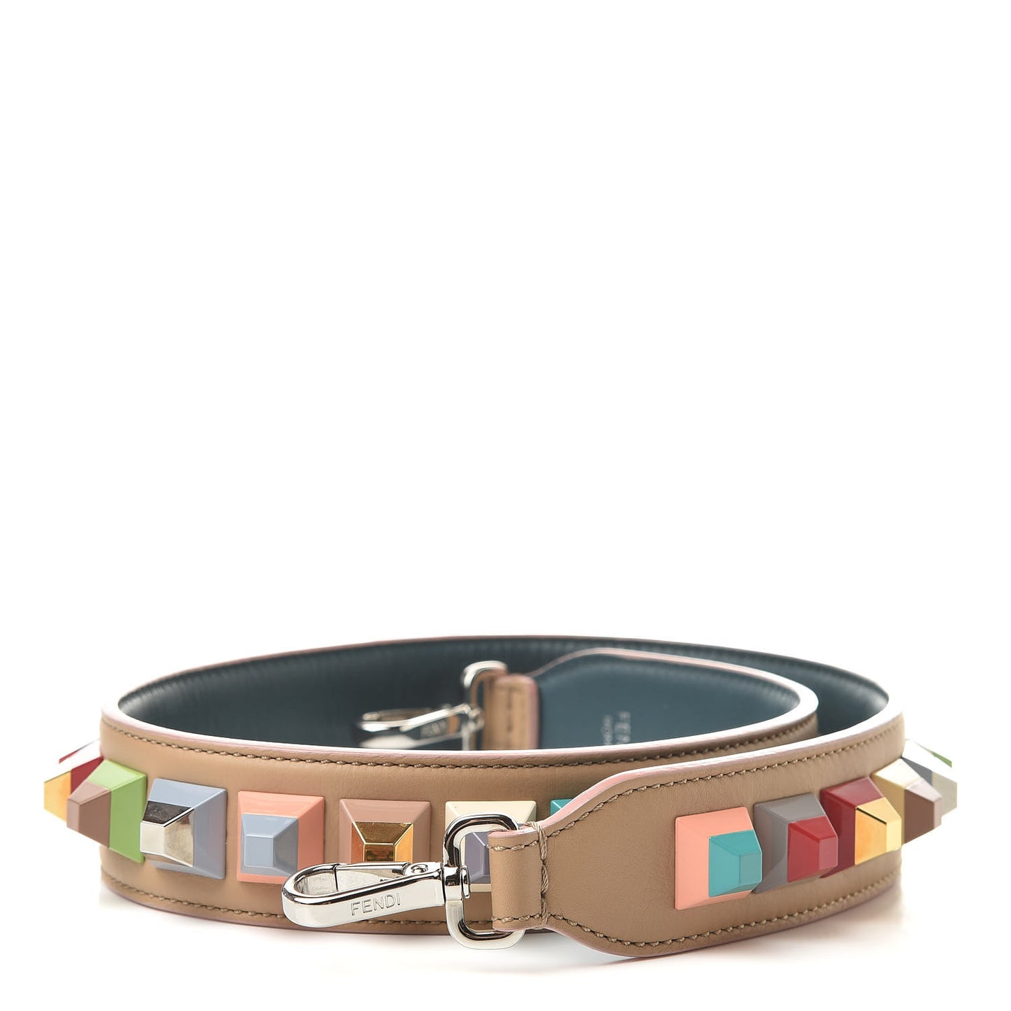 Vitello Dolce Plexiglass Bi-Color Studded Strap You Cuoio Oceano Multicolor