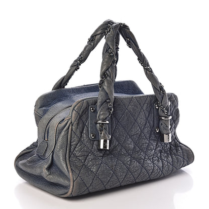 Chanel Distressed Lambskin Lady Braid Bowler Blue 3 of 10