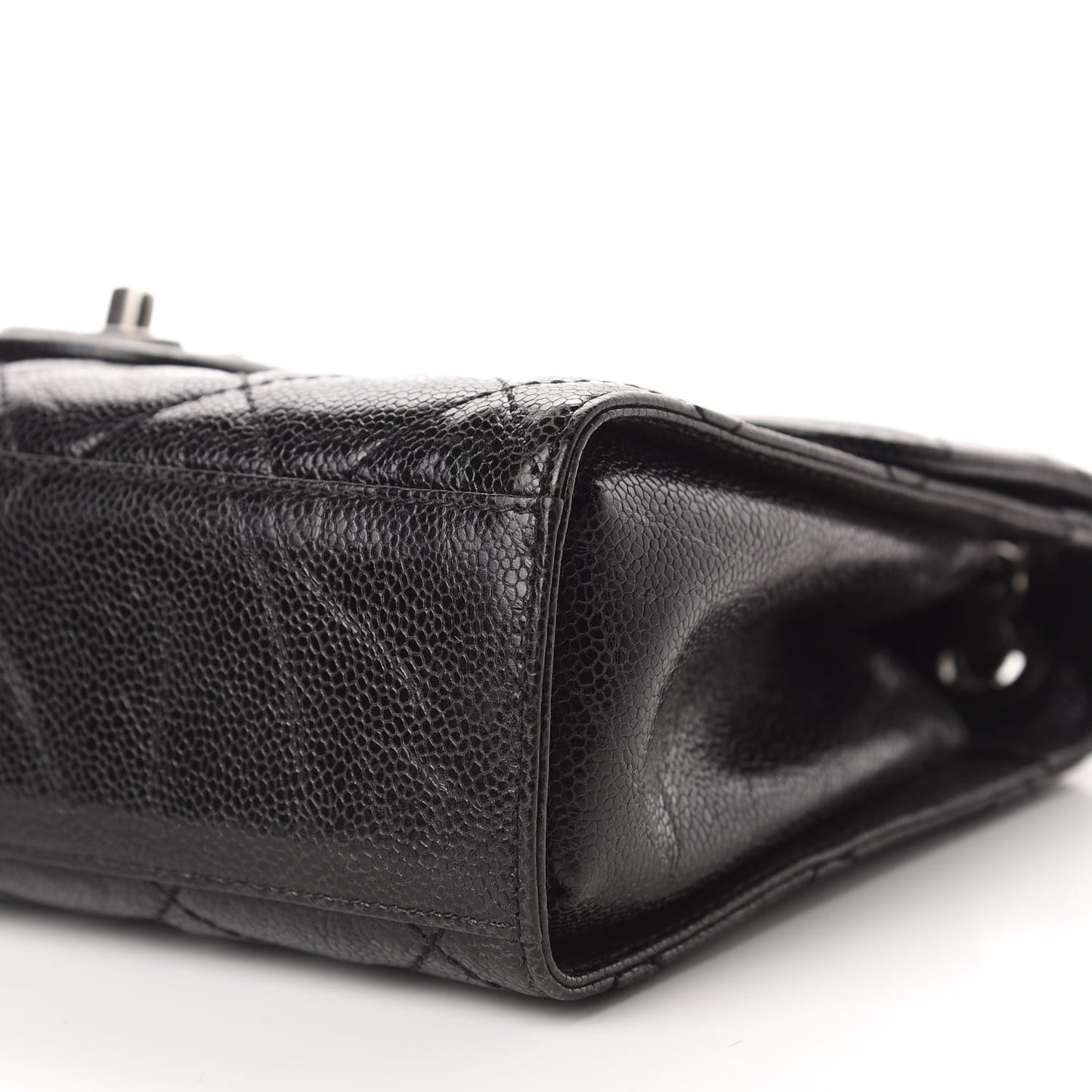 Crumpled Grained Calfskin Medium CC Crave Flap Black