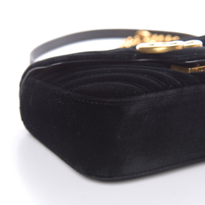 Gucci Velvet Matelasse Mini GG Marmont Shoulder Bag Black 8 of 12