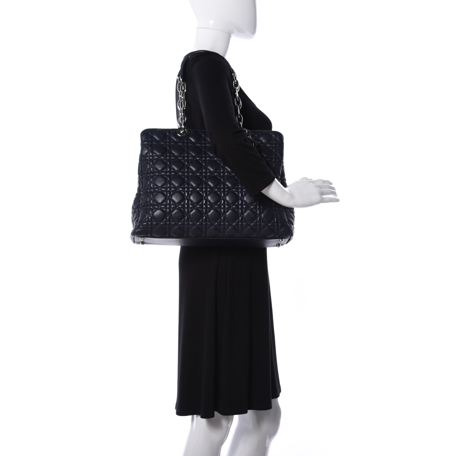 Christian Dior Lambskin Cannage Large Dior Soft Shopping Tote Navy 2 of 10