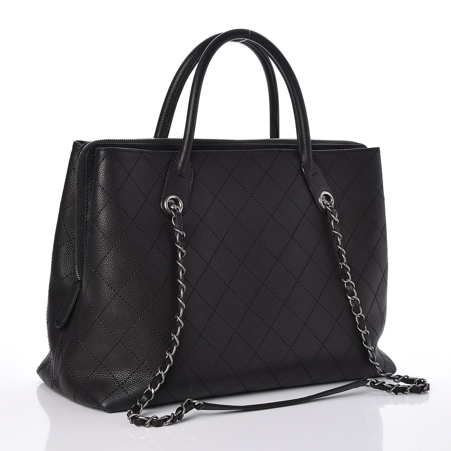 Chanel Grained Vegetal Calfskin Urban Shopping Tote Black 3 of 9