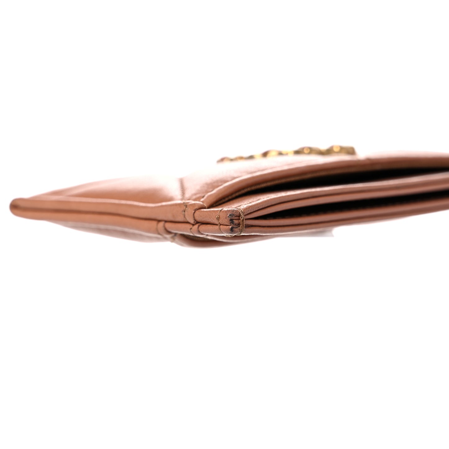 Lambskin Quilted Chanel 19 Card Holder Brown