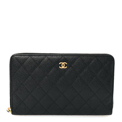 Chanel Caviar Quilted Large Zip Around Organizer Wallet Black 1 of 9