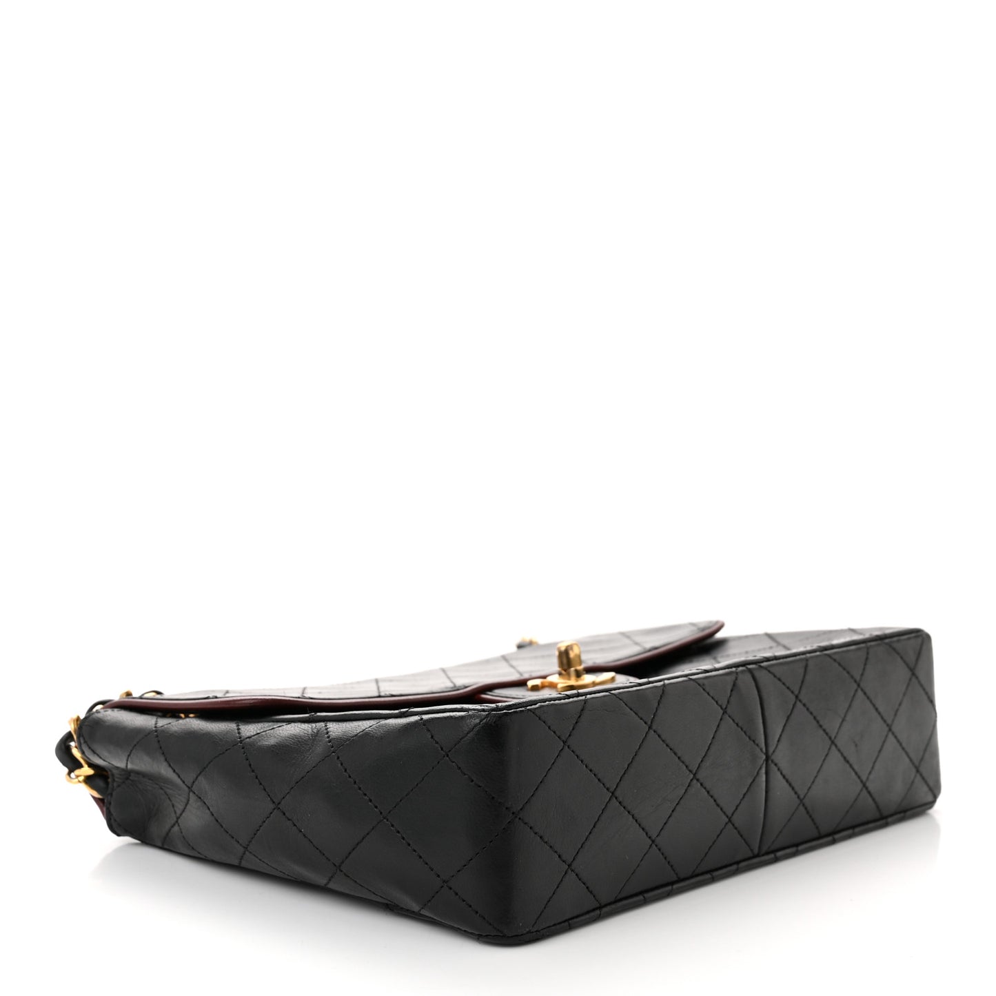 Lambskin Quilted Bi-Color Small Single Flap Black